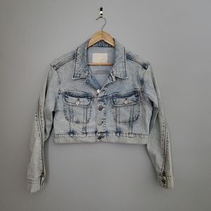Maje Acid Wash Cropped Jean Jacket